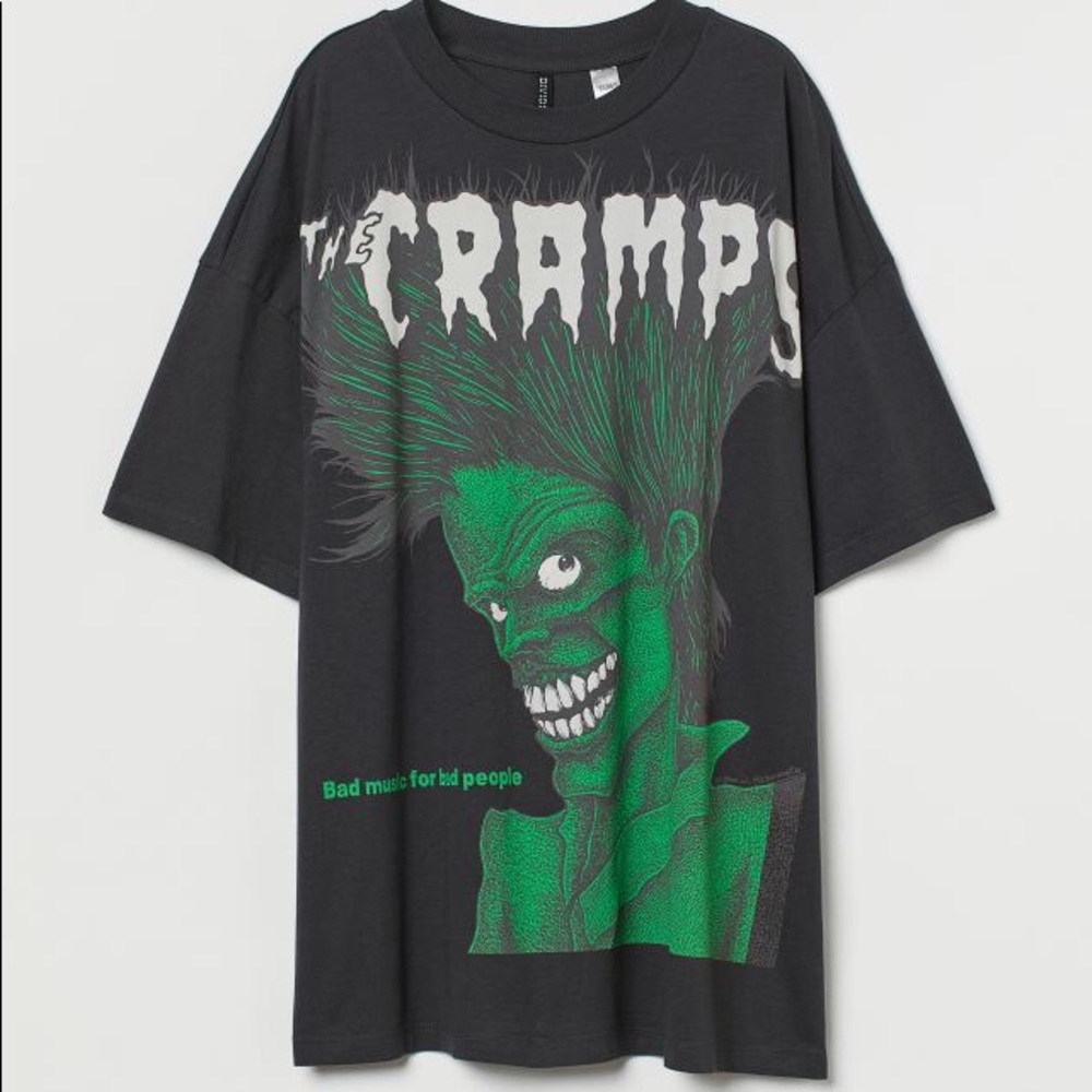 ISO! H&M Divided Oversized Print T-Shirt The Cramps Bad Music for Bad People